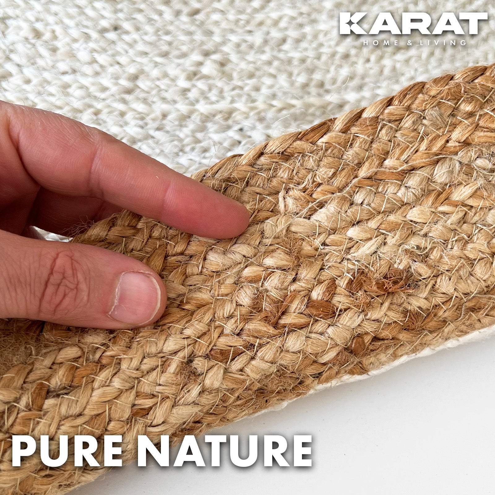 Jute-Teppich Agra | Rund | Handgewebt | Aus Naturfasern | Verschiedene Größen