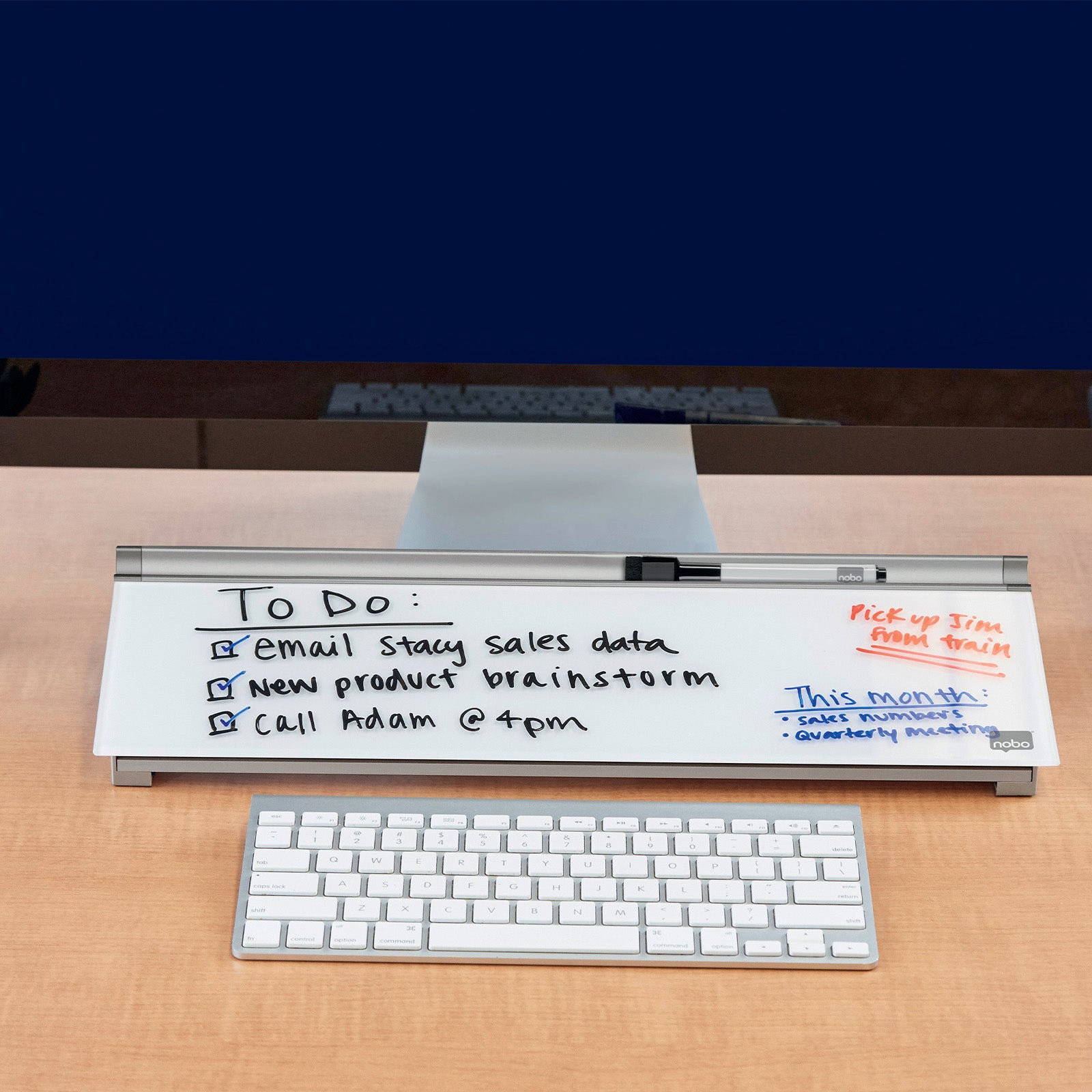 Nobo Memoboard | Glasoberfläche | Leichte Reinigung | 45 x 15 cm