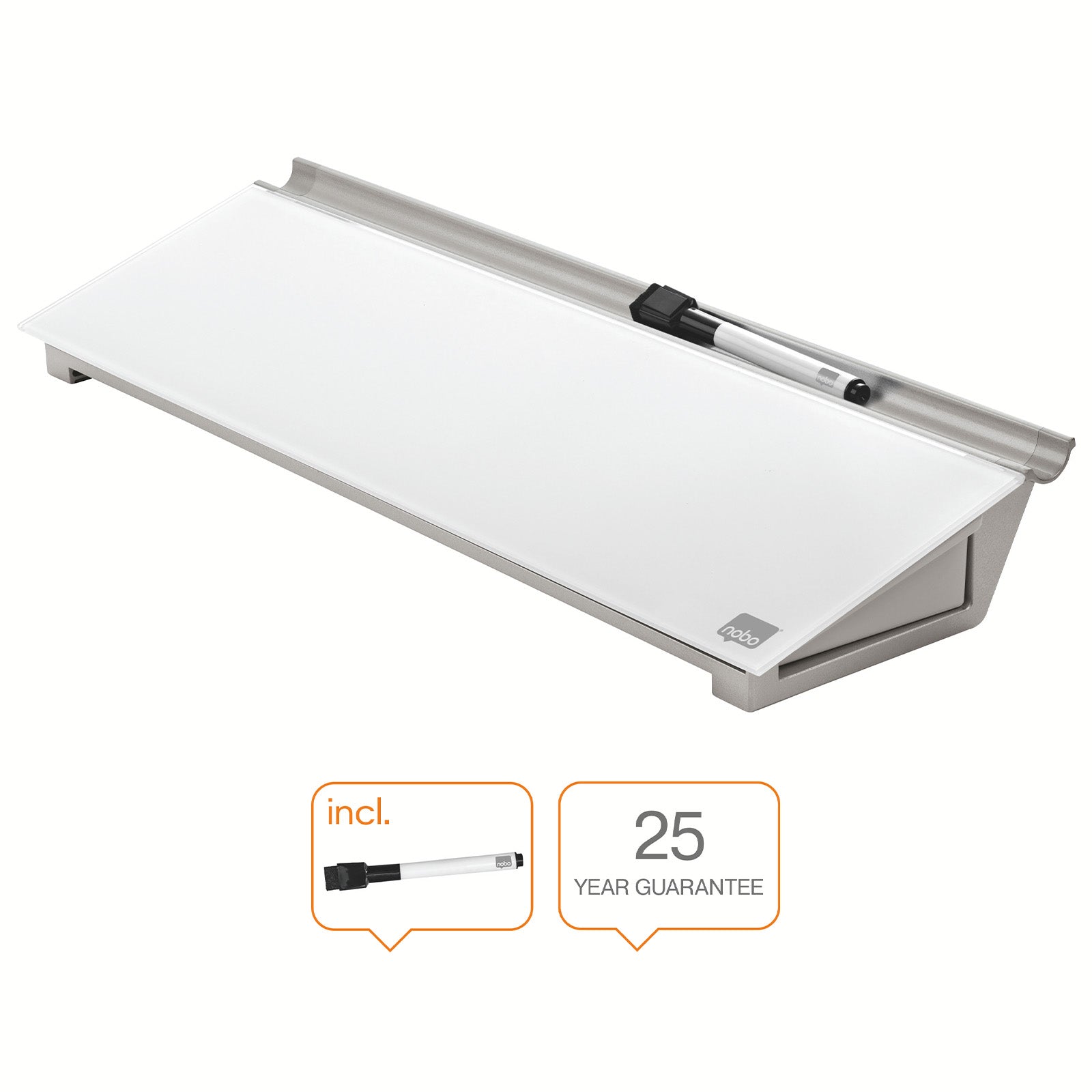 Nobo Memoboard | Glasoberfläche | Leichte Reinigung | 45 x 15 cm