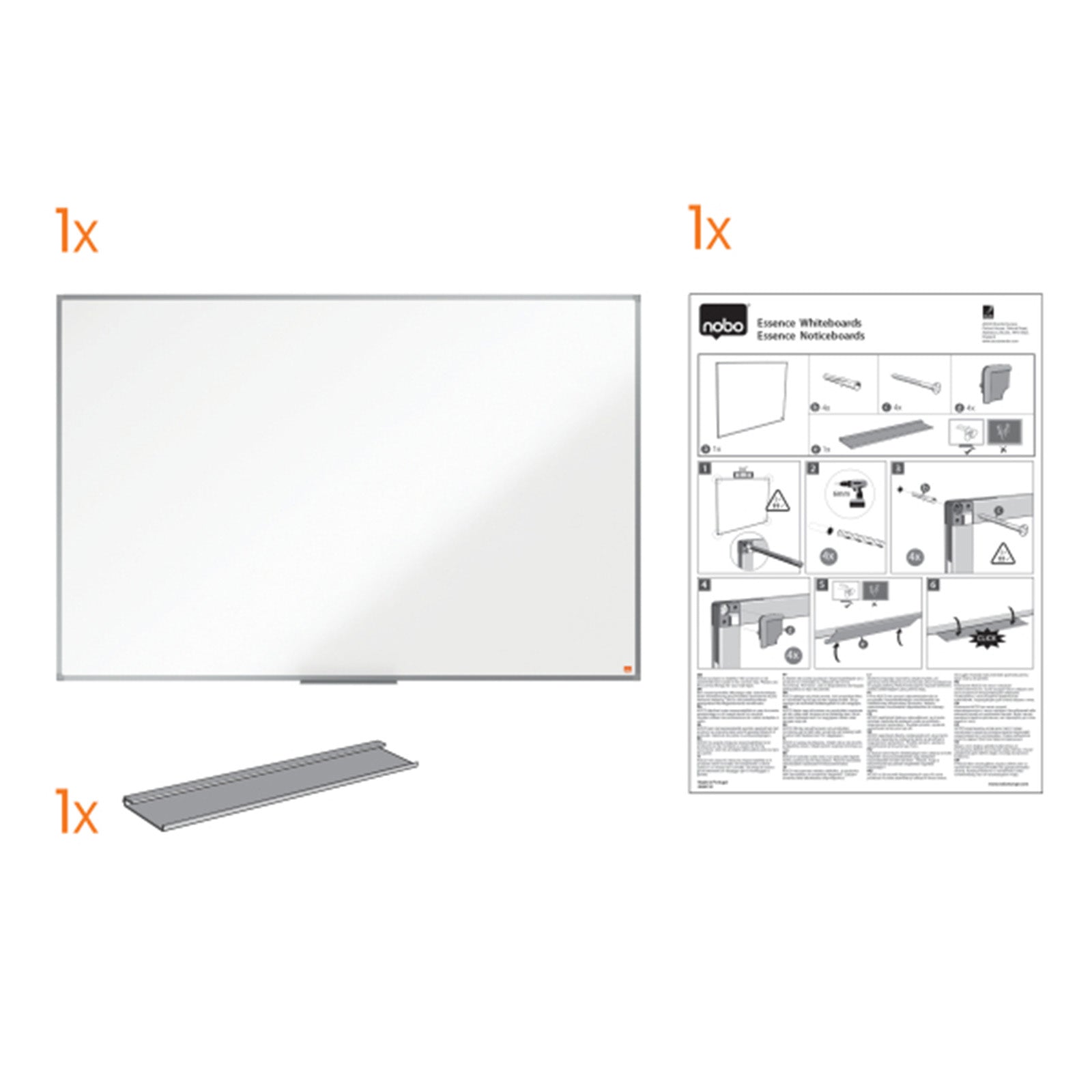 Nobo Whiteboard | Lackierter Stahl | Inklusive Stiftablage