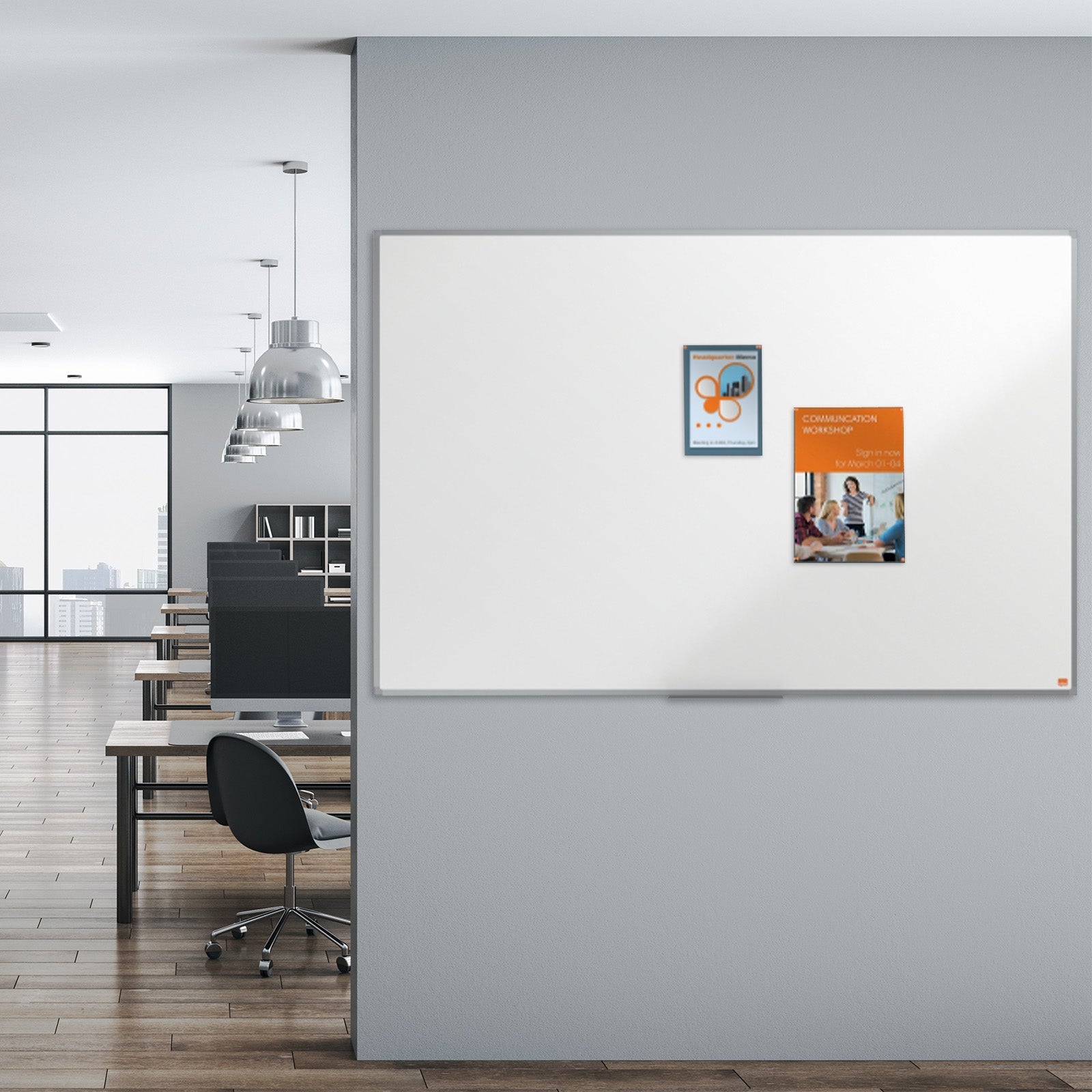 Nobo Whiteboard | Essence | Melamin-Oberfläche | Eloxierter Aluminiumrahmen