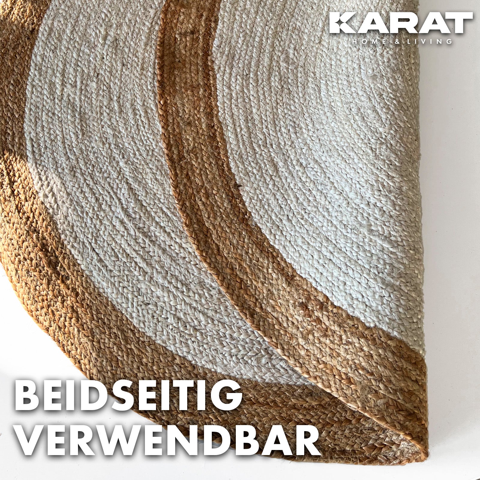 Jute-Teppich Agra | Rund | Handgewebt | Aus Naturfasern | Verschiedene Größen