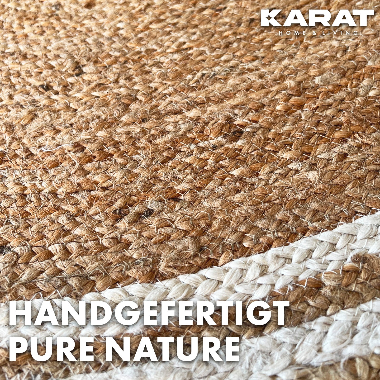 Jute-Teppich Mumbai | Rund | Handgewebt | Aus Naturfasern | Verschiedene Größen