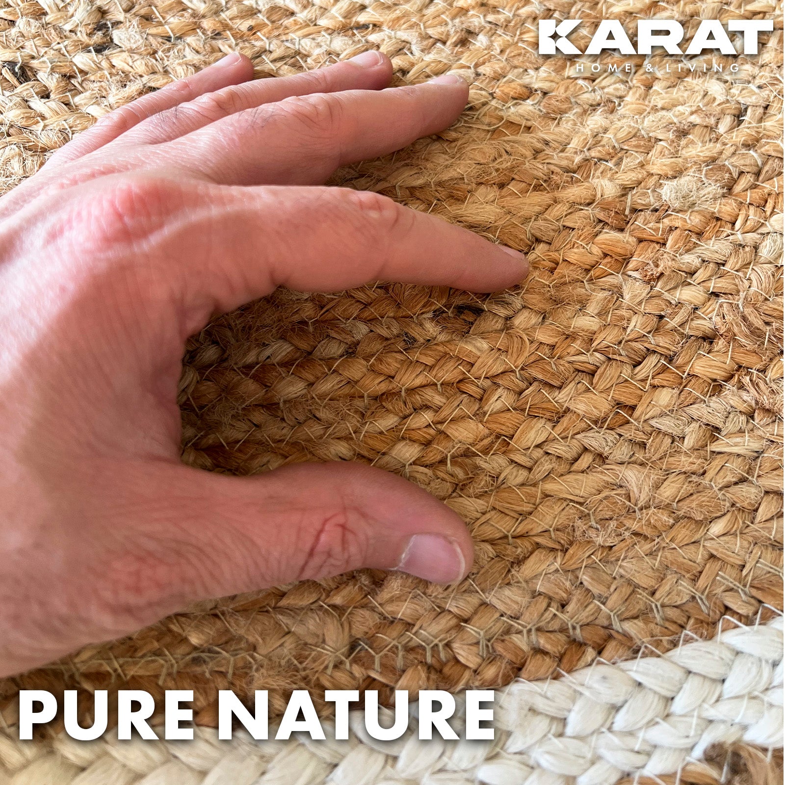 Jute-Teppich Mumbai | Rund | Handgewebt | Aus Naturfasern | Verschiedene Größen