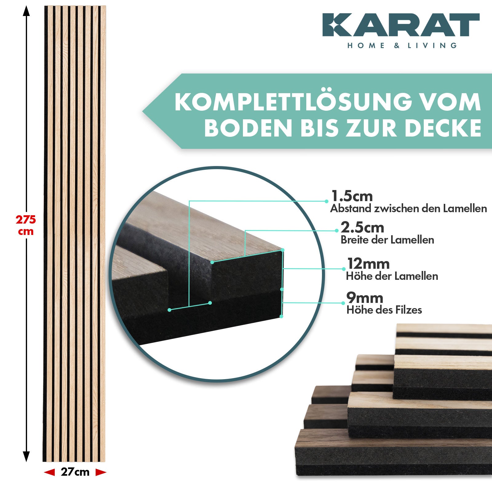 Akustikpaneele in Holzoptik | Zeitloses Design für eine angenehme Raumakustik | Erhältlich in 3 Designs und 2 Größen