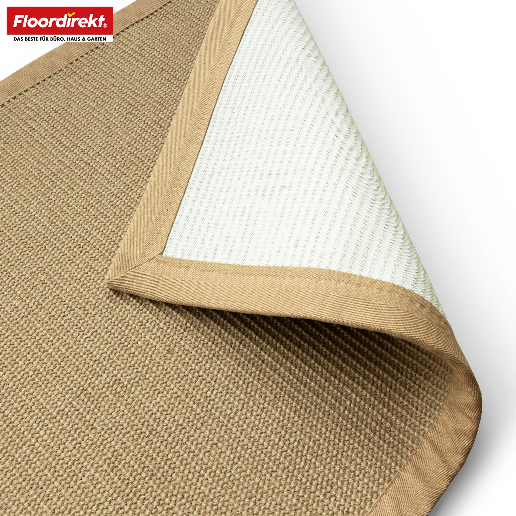 Jute-Teppich | Bombay | Mit rutschhemmendem Rücken & Baumwollbordüre | In vielen Größen