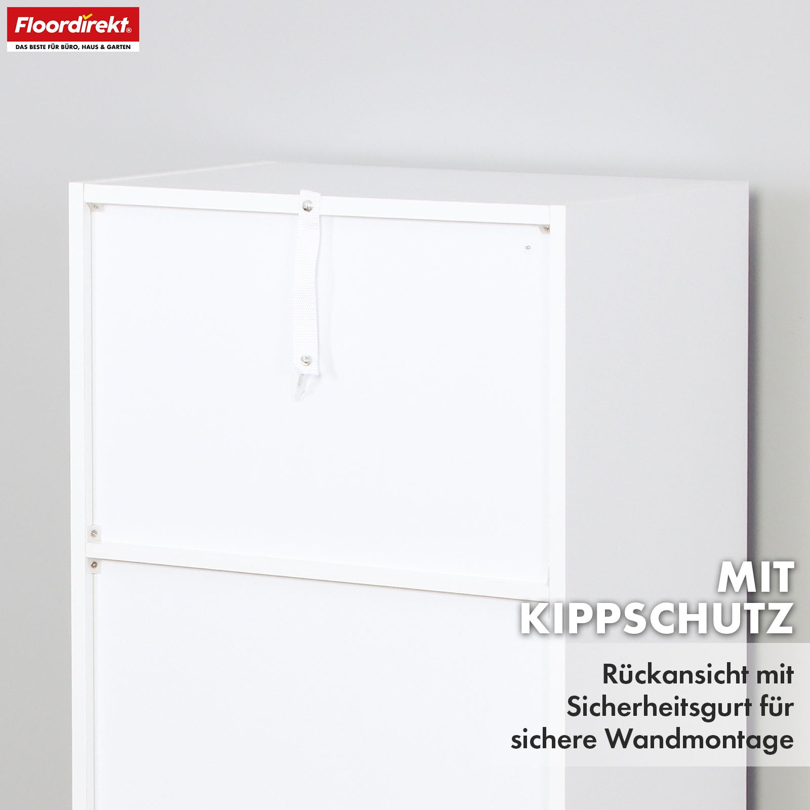 Bücherregal | California | Modernes, platzsparendes MDF-Regal mit Anti-Kipp-Sicherung in Weiß 4-8 offene Fächer