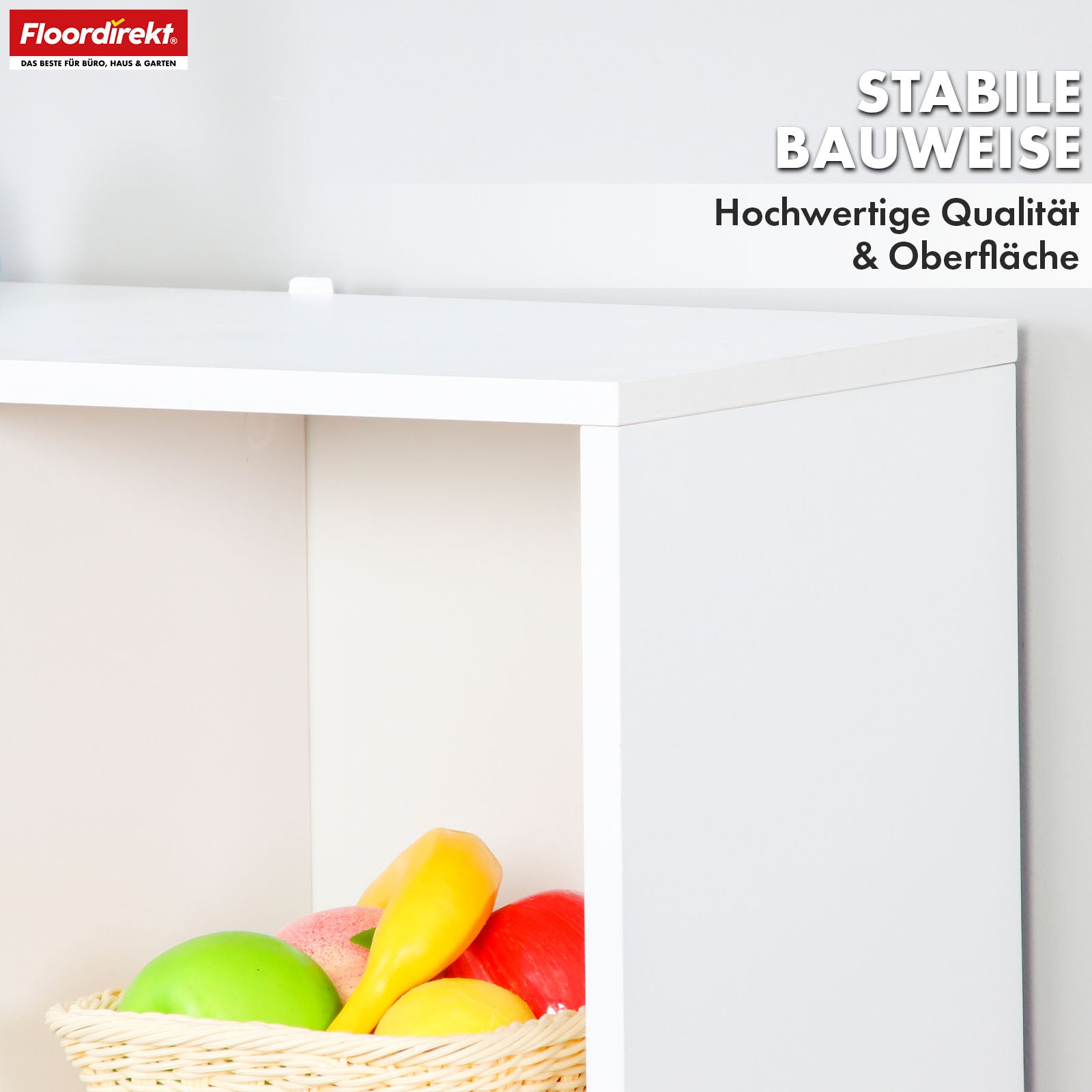 Bücherregal | California | Modernes, platzsparendes MDF-Regal mit Anti-Kipp-Sicherung in Weiß 4-8 offene Fächer