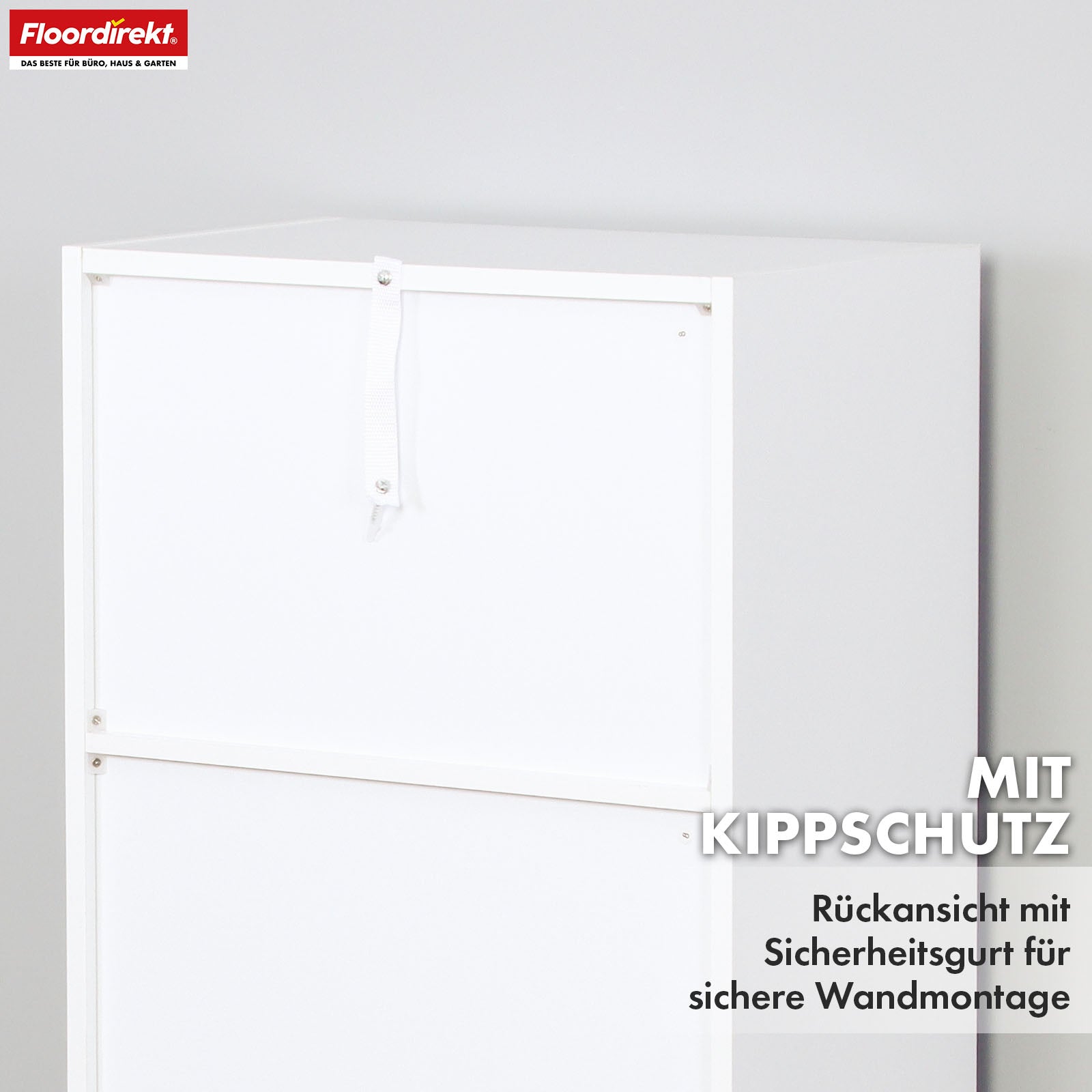 Bücherregal | California | Modernes, platzsparendes MDF-Regal mit Anti-Kipp-Sicherung in Weiß 4-8 offene Fächer