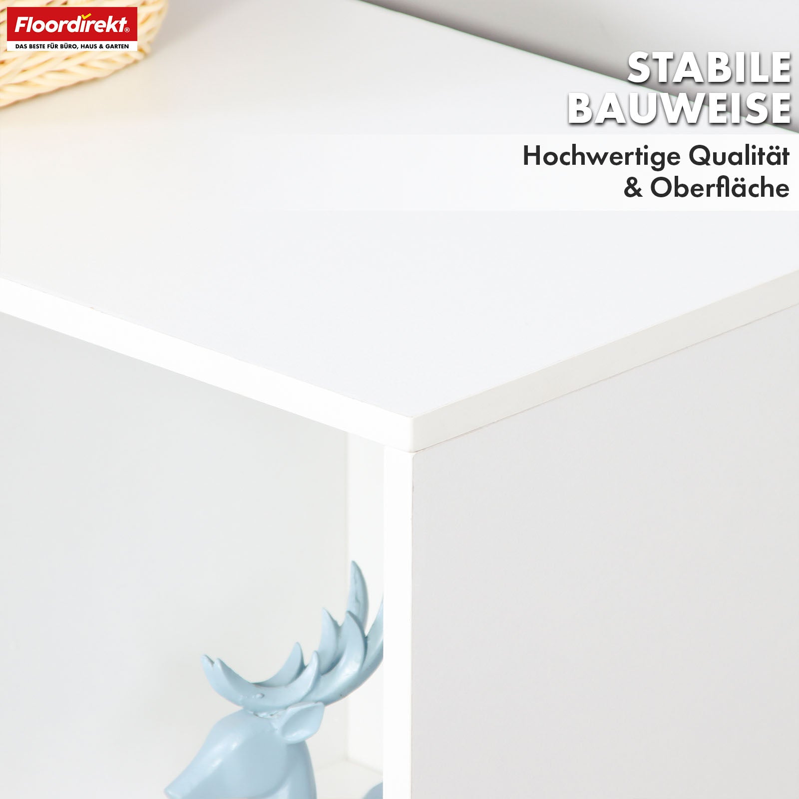 Bücherregal | California | Modernes, platzsparendes MDF-Regal mit Anti-Kipp-Sicherung in Weiß 4-8 offene Fächer