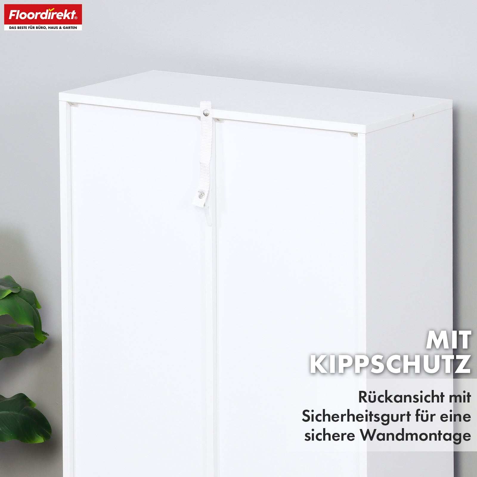 Bücherregal | California | Modernes, platzsparendes MDF-Regal mit Anti-Kipp-Sicherung in Weiß 4-8 offene Fächer