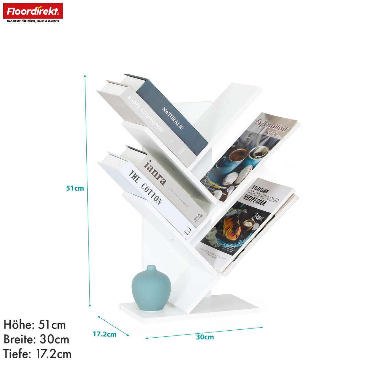 Bücherregal | Louisiana | Baumförmiges Standregal in Weiß mit 5 oder 9 Etagen aus Holz