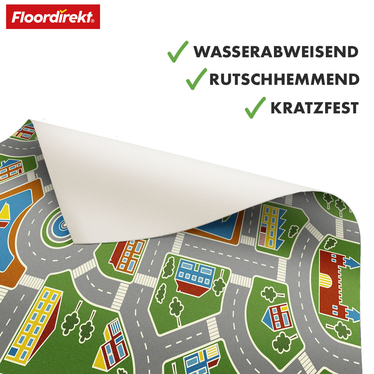 CV-Belag | Roadtrip 547M | Vinyl-Bodenbelag für Kinder mit Straßenlandschaft