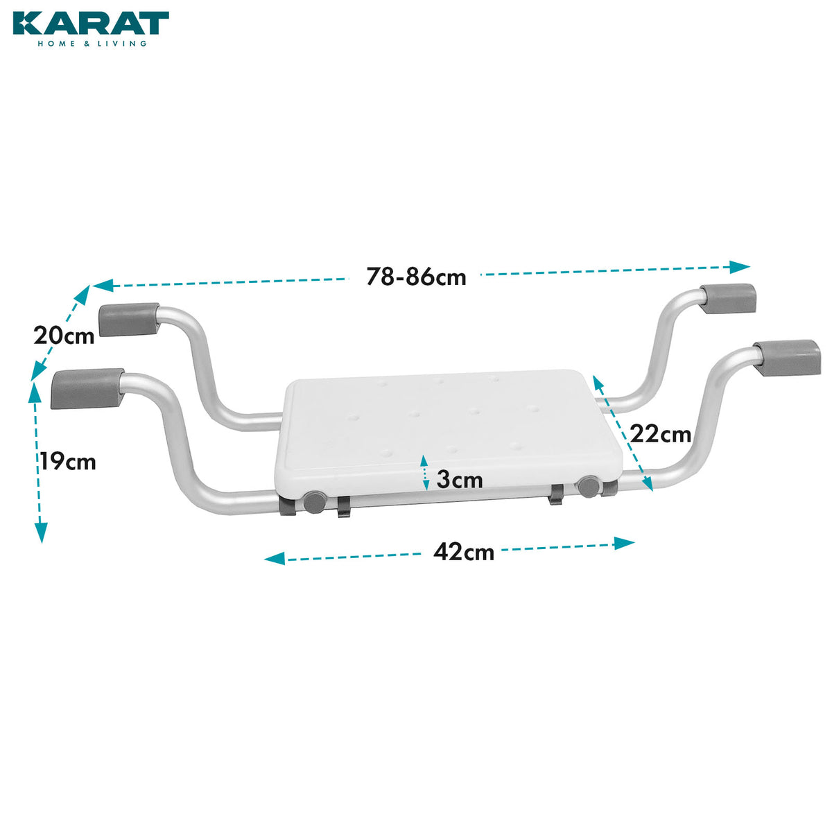 Badewannensitz | Levi | Verstellbarer Badesitz bis 150 kg belastbar aus Aluminium