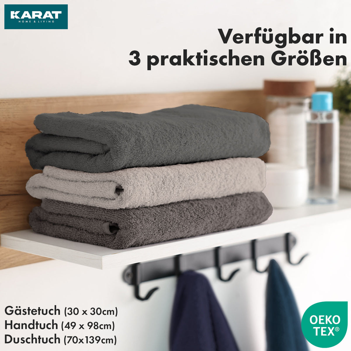 Handtuch-Set Bay | 8-teiliges Set Handtücher aus 100% Baumwolle | 2 x Badetuch, 2 x Handtuch und 4 x Seiftuch