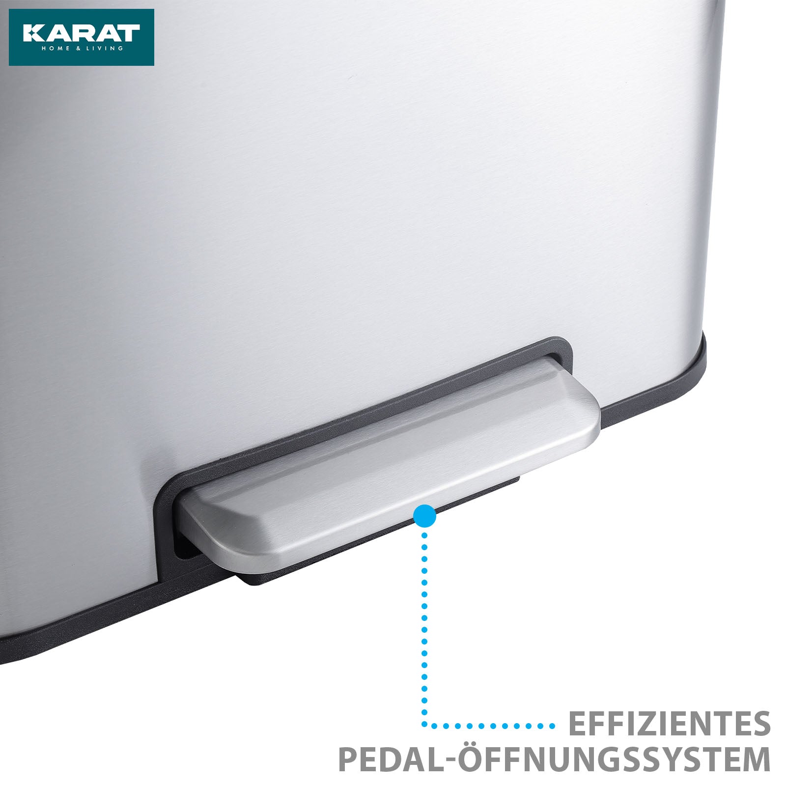 Mülleimer | Jack | 30 L Fassungsvermögen | 2-fach Mülltrennung | Soft-Close & Pedal | Edelstahl oder Schwarz