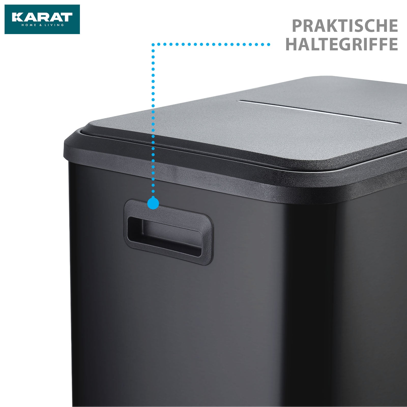 Mülleimer | Jack | 30 L Fassungsvermögen | 2-fach Mülltrennung | Soft-Close & Pedal | Edelstahl oder Schwarz