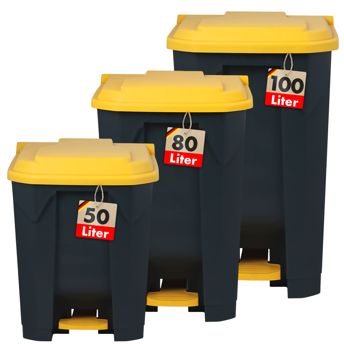 Mülleimer | Olaf | Robuster Step-On Abfalleimer | Für Haushalt, Büro & Gewerbe | Verschiedene Farben & Größen