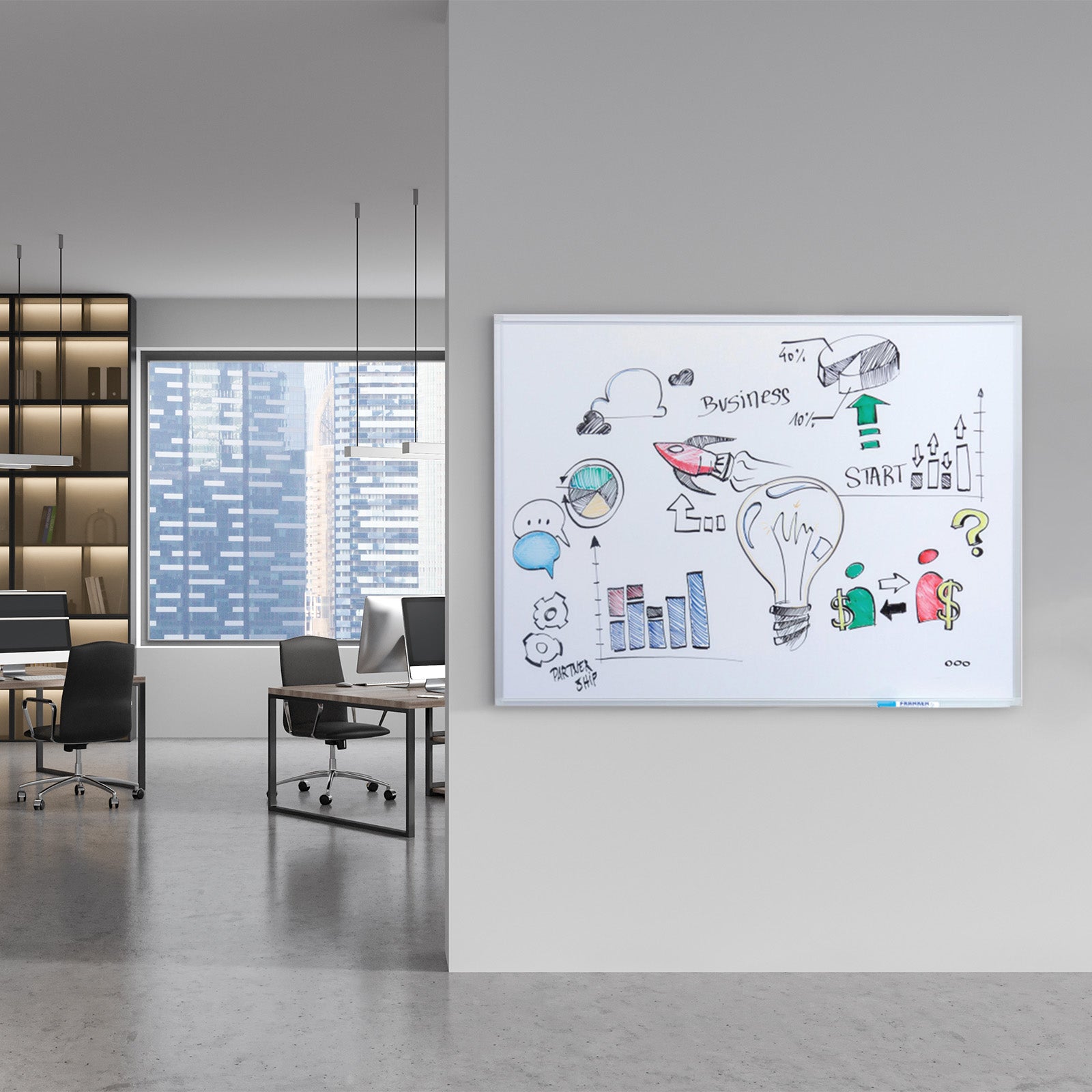 Franken Whiteboard | X-tra!Line | Kunststoffbeschichtet | Inklusive Ablageschale