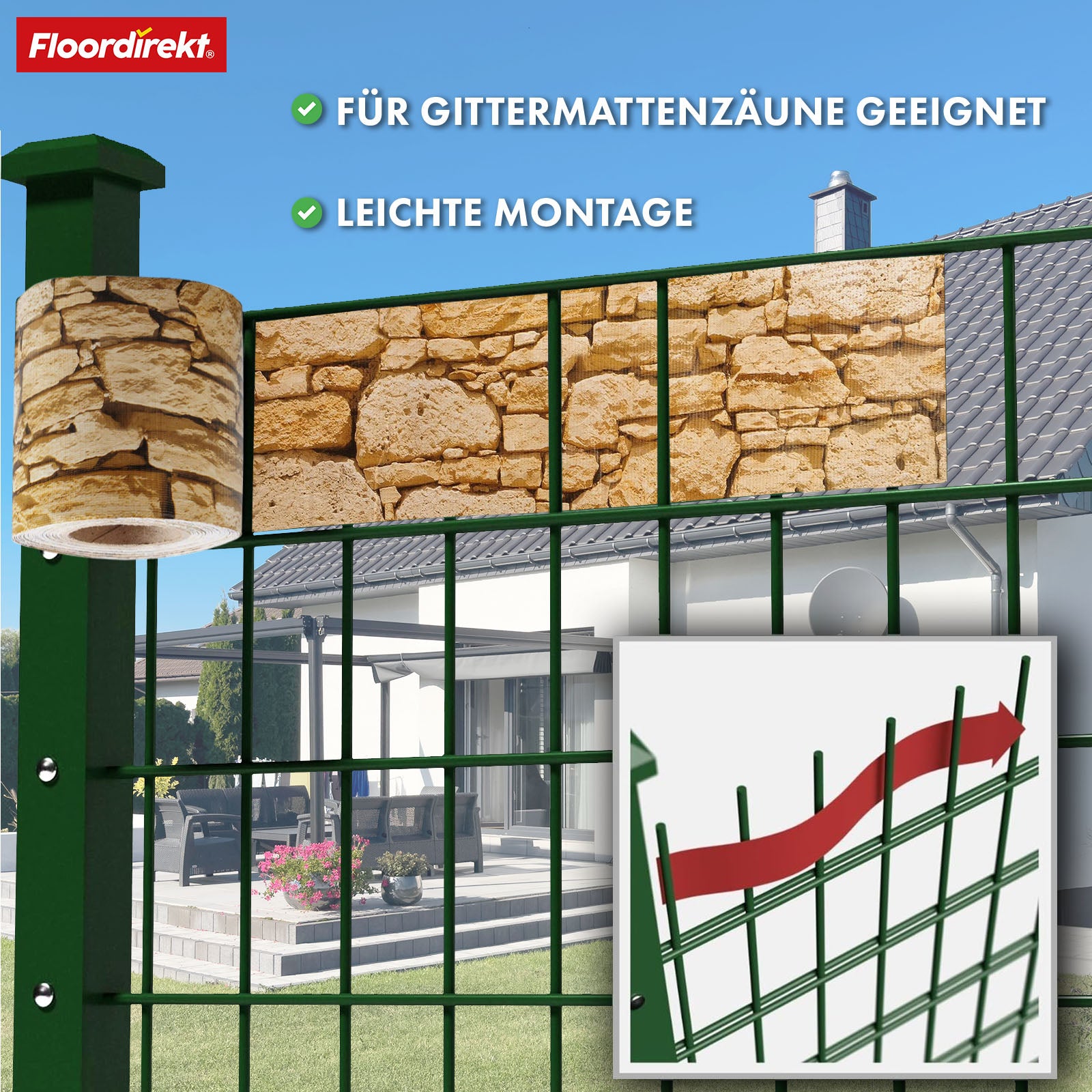 PVC-Sichtschutzstreifen | Für Gittermatten-Zäune | Effektiver Sichtschutz