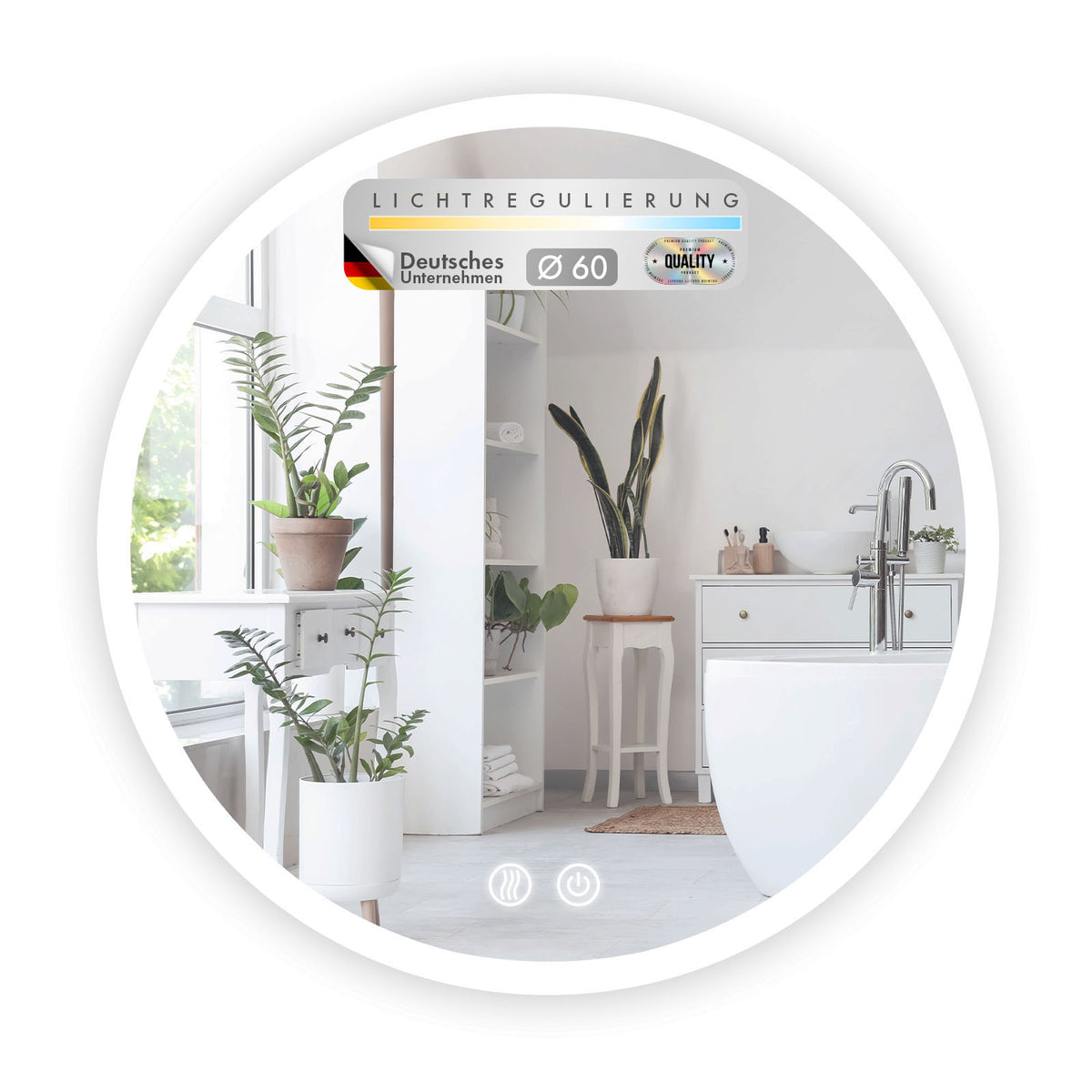 Badspiegel mit LED Beleuchtung | Liora | Touch-Bedienung mit Antibeschlag & 3 wählbare Lichtfarben | In verschiedenen Größen erhältlich