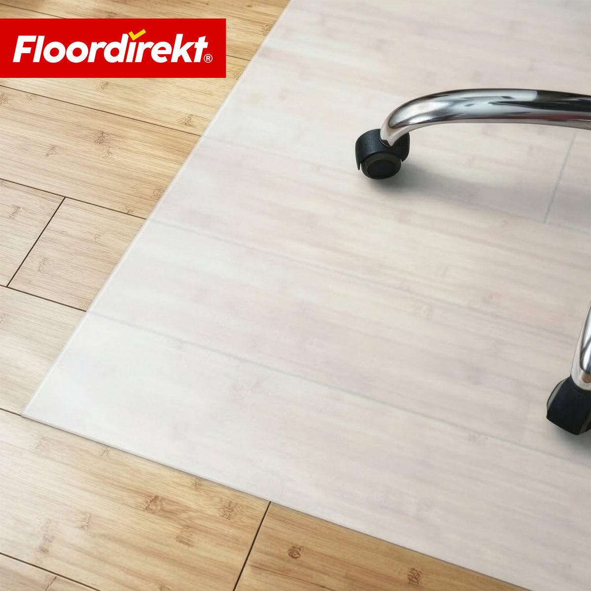 Gulvbeskyttelsesmatte | Neo Milky | Semi-transparent kontorstolsunderlag i mælkehvid på mål til hårde gulve