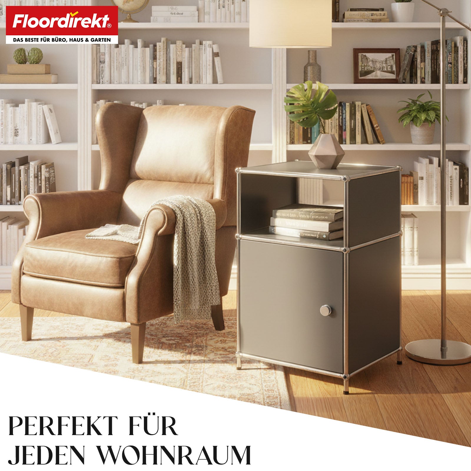 Metallregal | Concept Epure MK-040 | 3-stöckiges Aufbewahrungsregal mit Tür & & Ablageflächen | In mehreren Farben erhältlich