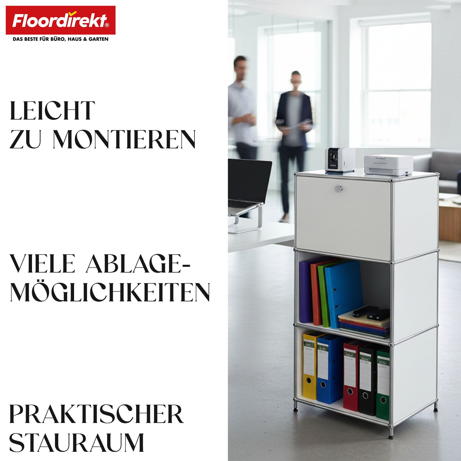 Metallregal | Concept Epure MK-107 | 4-stöckiges Aufbewahrungsregal mit verschließbarem Fach & Ablagen | In verschiedenen Farben