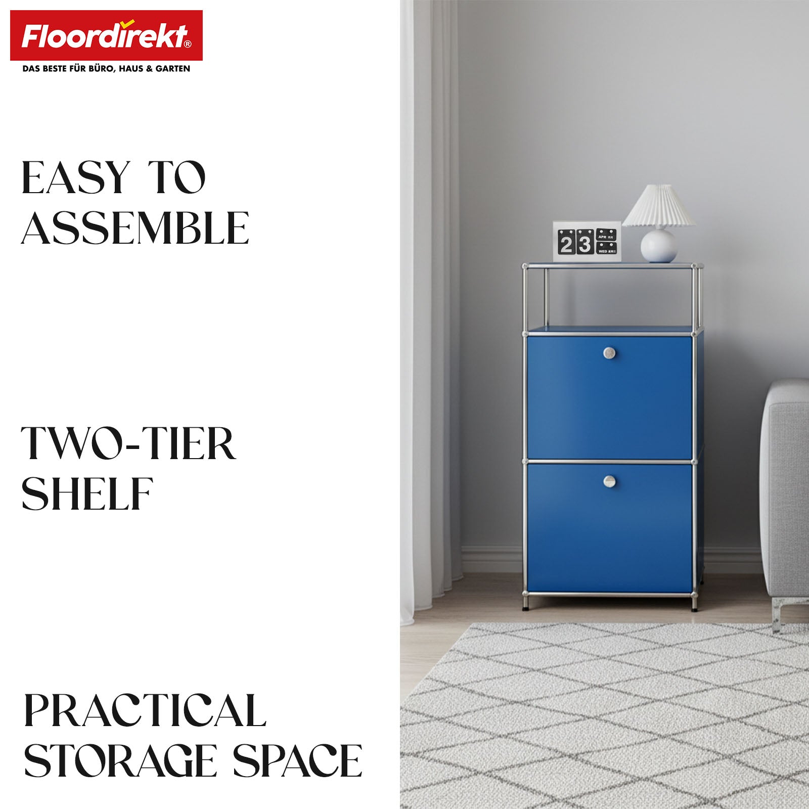 Metallregal | Concept Epure MK-120 | Aufbewahrungsregal mit verschließbaren Fächern, offenem Fach & Ablage | In mehreren Farben erhältlich