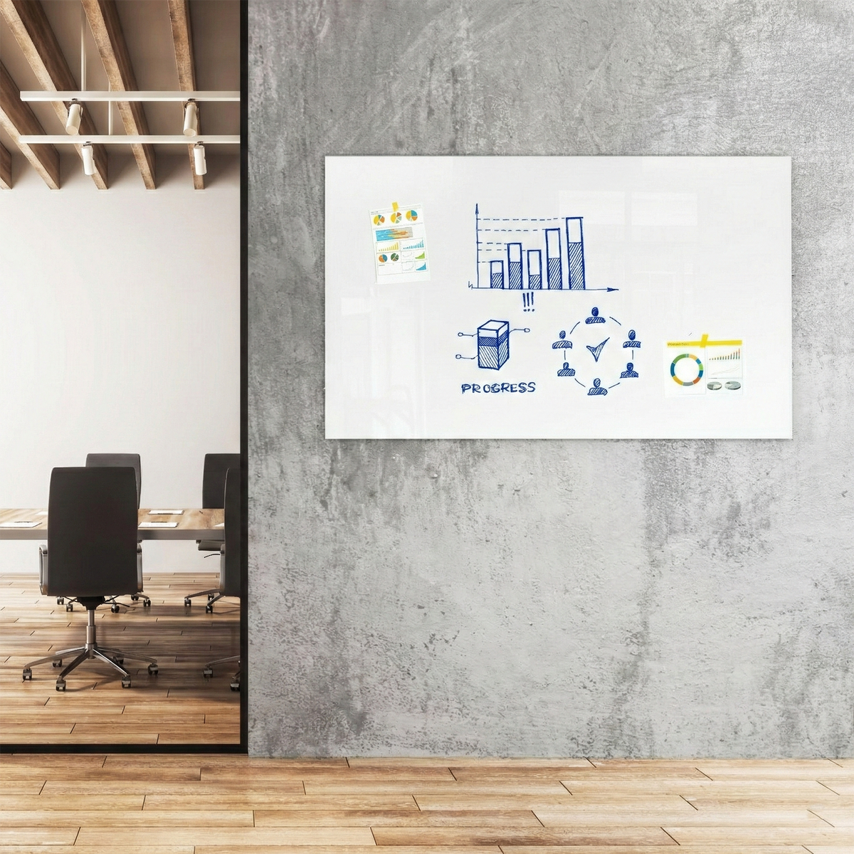 Glas-Whiteboard | Pearlwhite | Sicherheitsglas | Rahmenlos | Für Zuhause oder im Büro