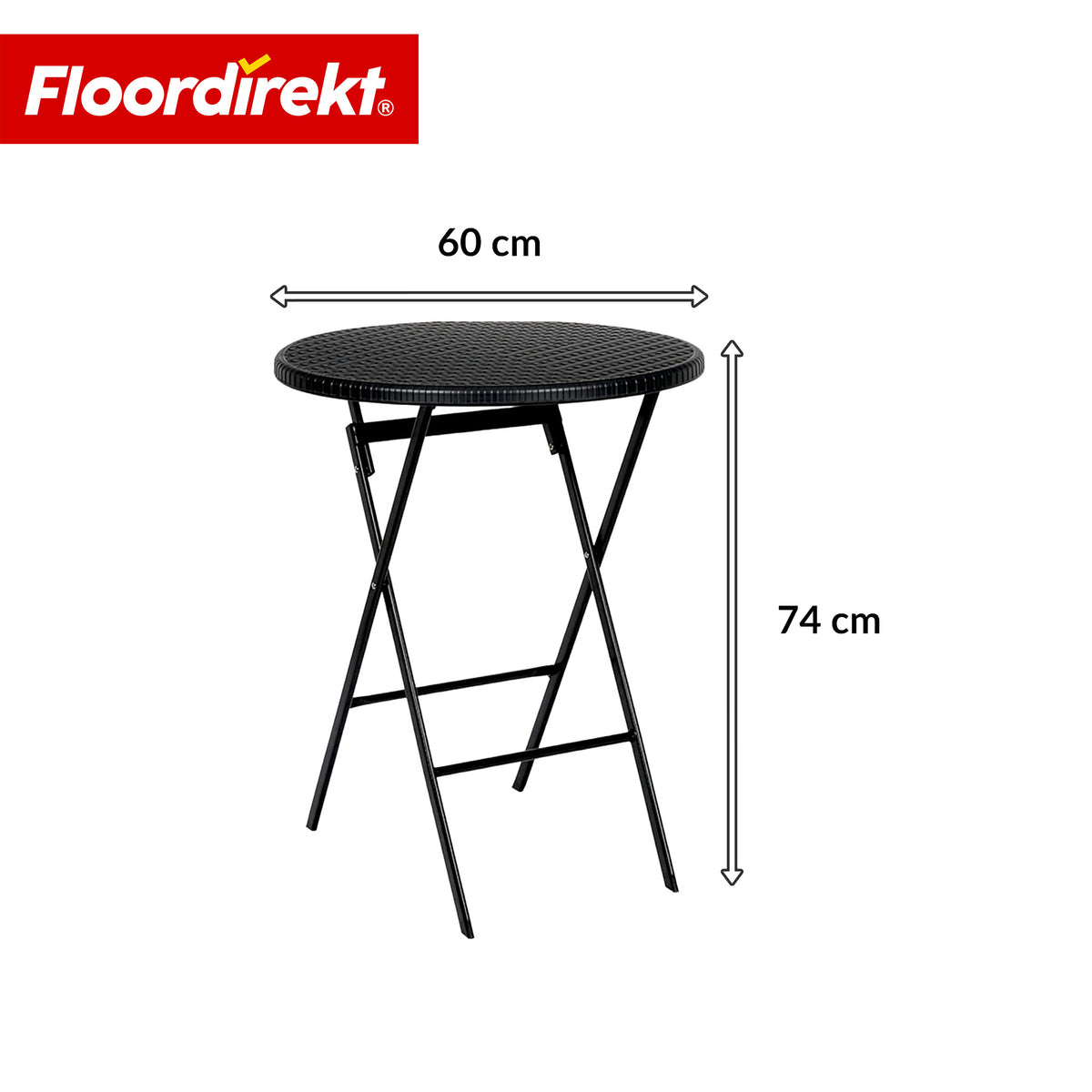 Klapptisch | Toyama | Runder, klappbarer Gartentisch in Rattan-Optik, schwarz | Ø 60 cm