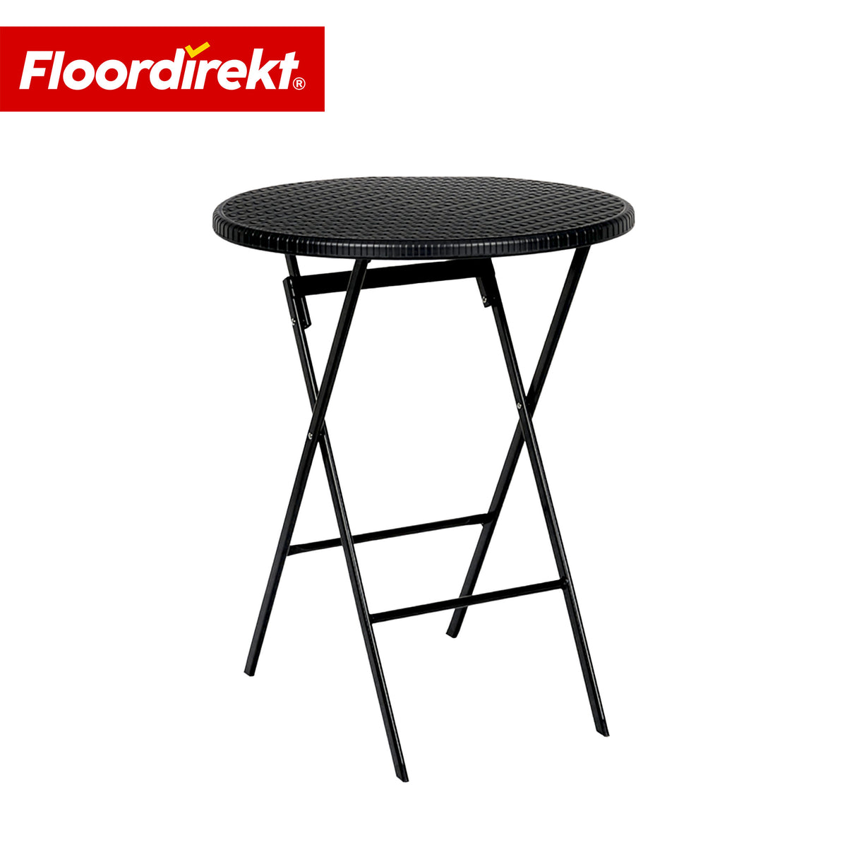 Klapptisch | Toyama | Runder, klappbarer Gartentisch in Rattan-Optik, schwarz | Ø 60 cm