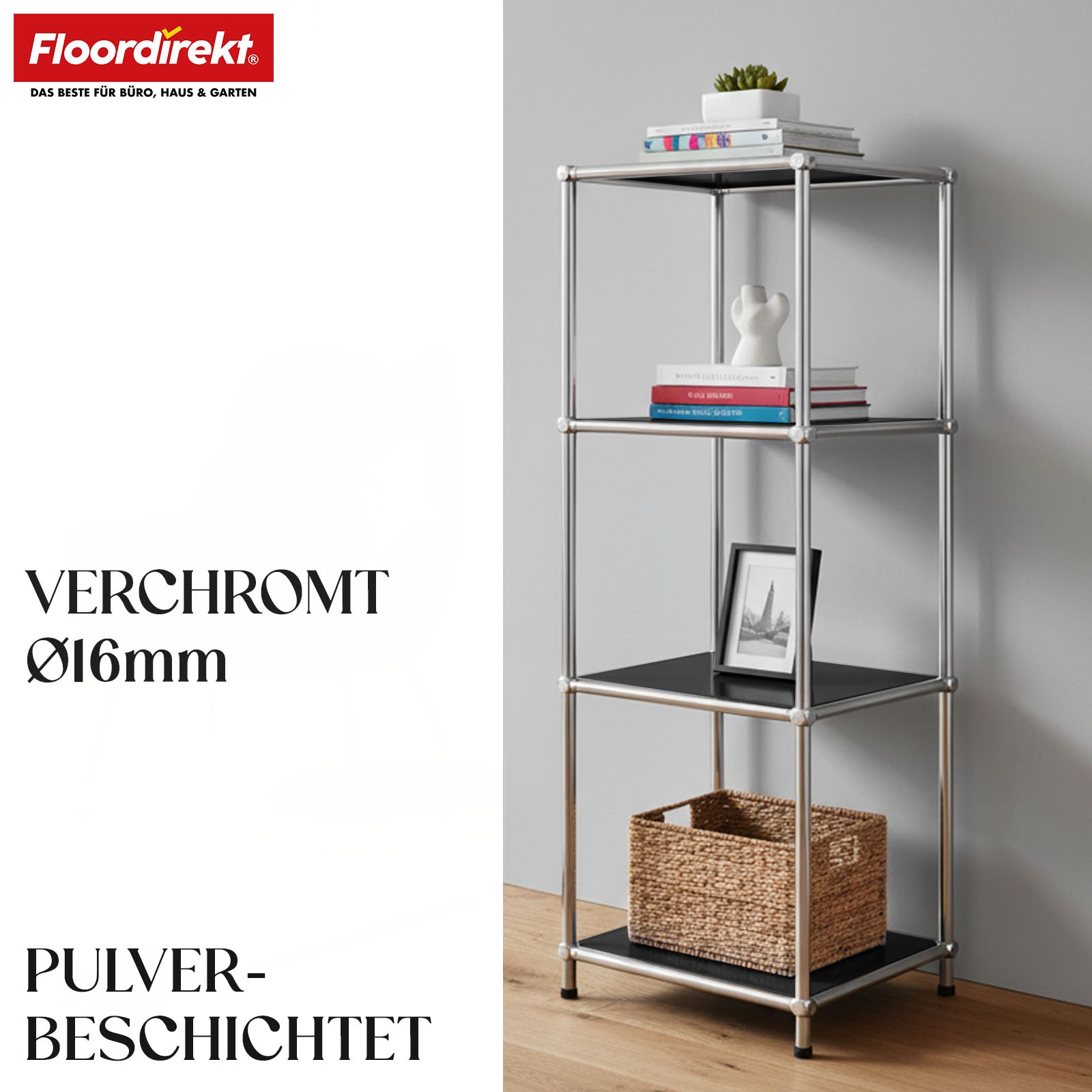 Metallregal | Concept Epure MK-005 | 4-stöckiges Ablageregal mit offenen Ablagen | In mehreren Farben erhältlich