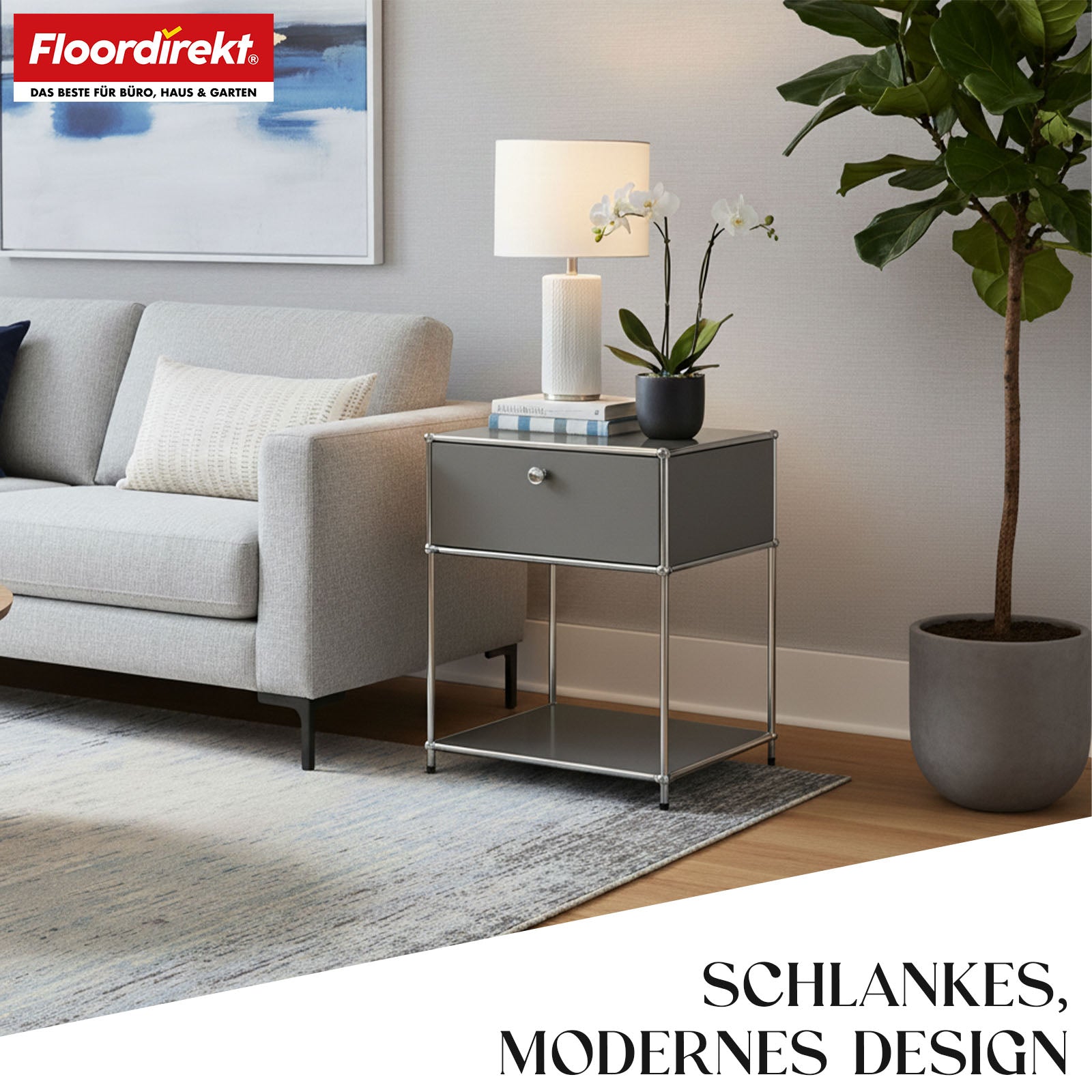 Metallregal | Concept Epure MK-139 | Beistell- & Aufbewahrungsregal mit Schublade & Ablagen | In mehreren Farben erhältlich