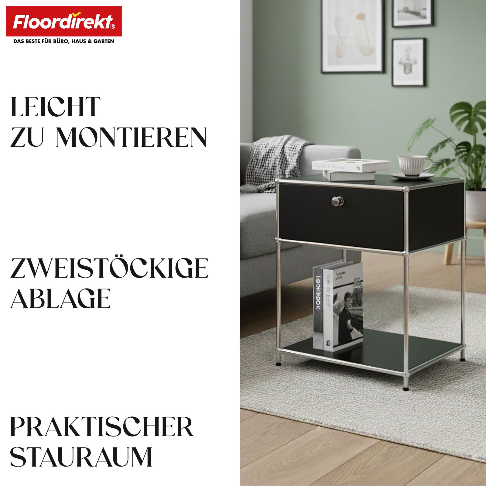 Metallregal | Concept Epure MK-139 | Beistell- & Aufbewahrungsregal mit Schublade & Ablagen | In mehreren Farben erhältlich