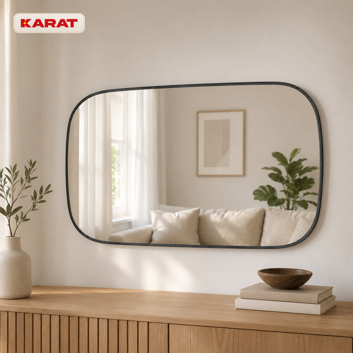 Wandspiegel | Alina | Moderner Spiegel mit grauem Aluminiumrahmen | 55 × 90 cm