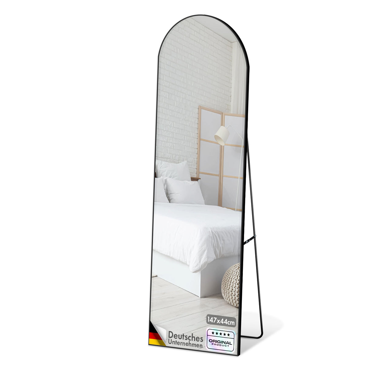 Ganzkörperspiegel | Madison | Schwarzer gewölbter Aluminiumrahmen | Freistehend & Wandmontage