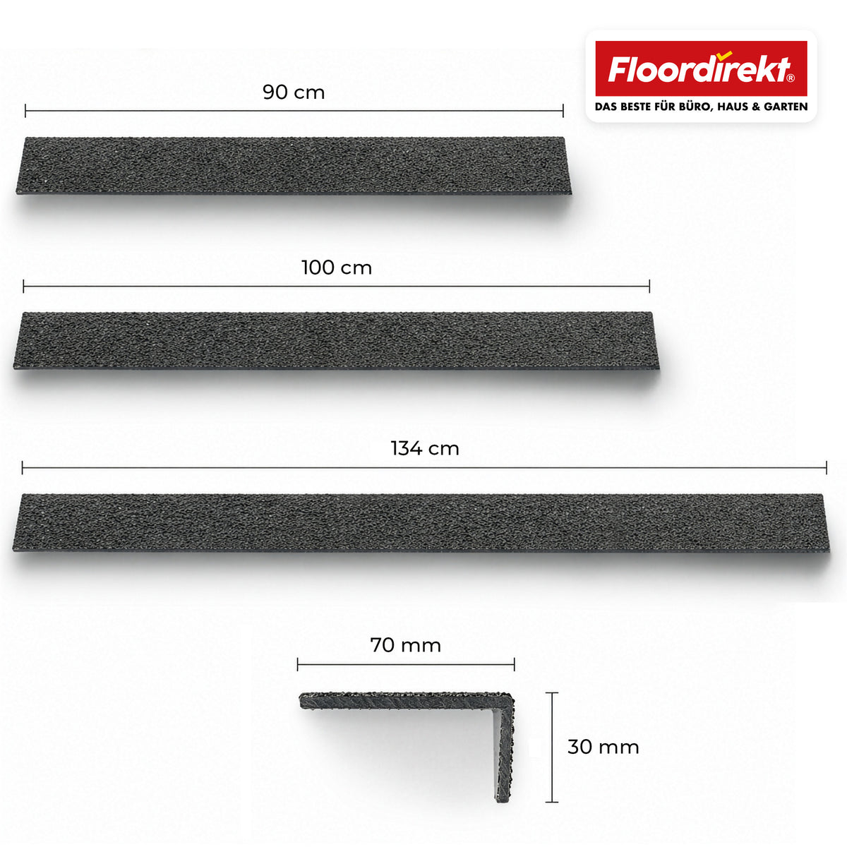Treppenkantenprofil | Core | Rutschhemmendes GFK-Treppenprofil mit Aluminiumoxid-Beschichtung