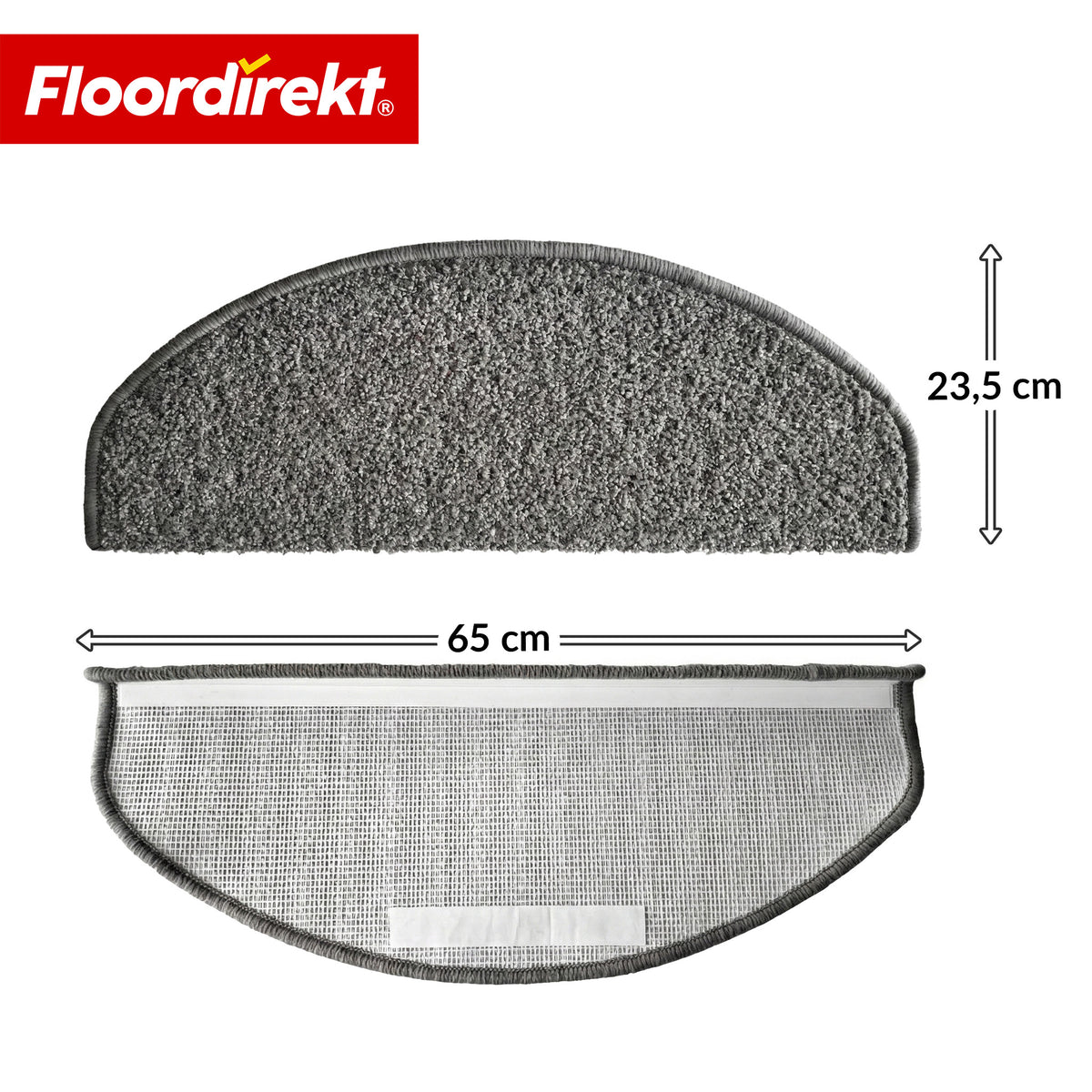 Stufenmatten | Madrid | Halbrunde Shaggy Treppenstufenmatte, selbstklebend & schalldämmend