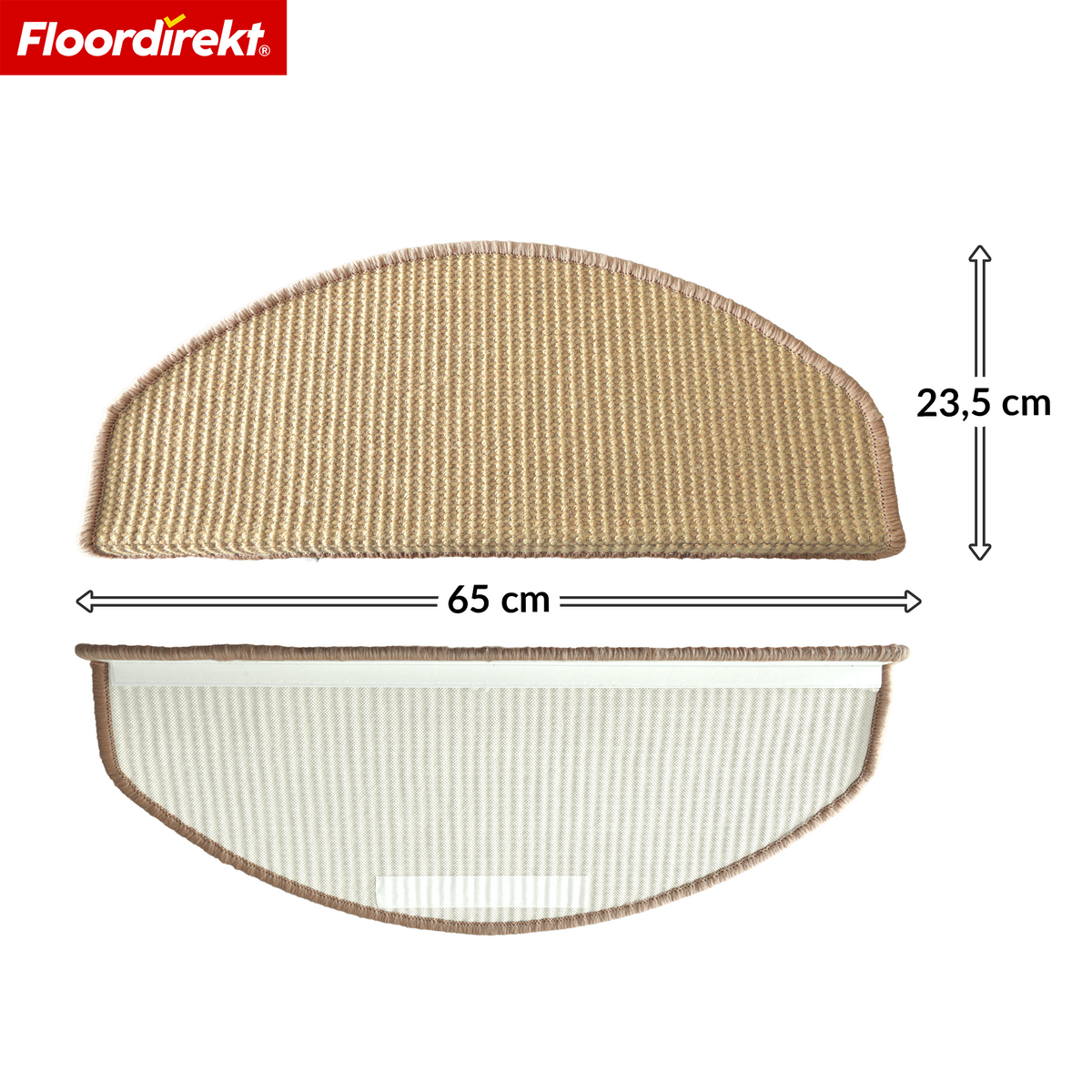Sisal Stufenmatte | Pearl | Halbrunde rutschfeste Treppenmatte, schalldämmend & langlebig
