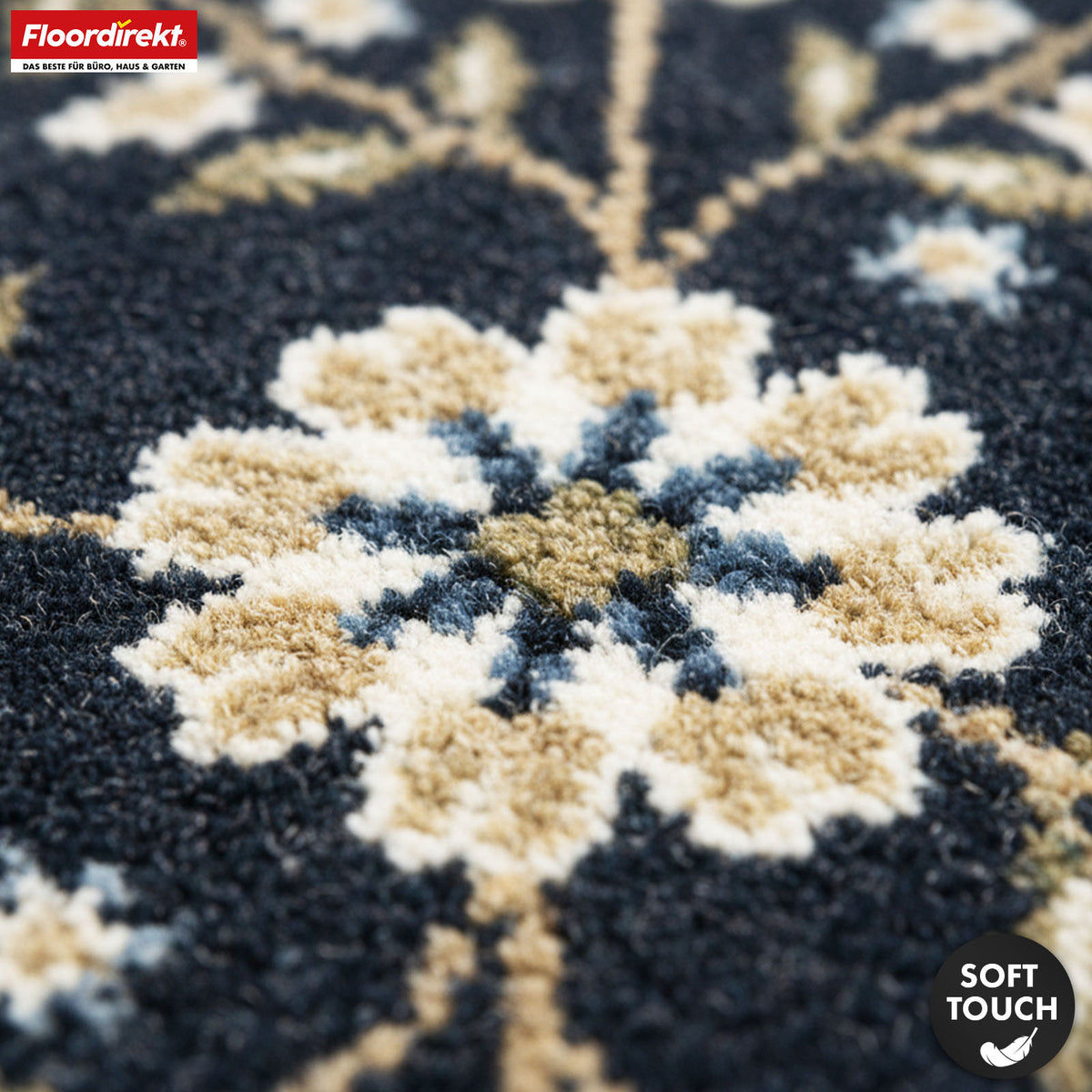 Wohnteppich | Aristo | Eleganter Teppich mit klassischem Blumen-Design | Rutschfest, langlebig & pflegeleicht | Verschiedene Größen verfügbar