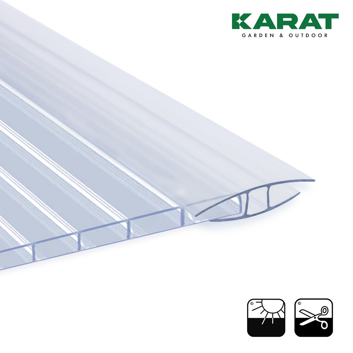 Verbinder Doppelstegplatten | H-Profil | 121 cm Länge