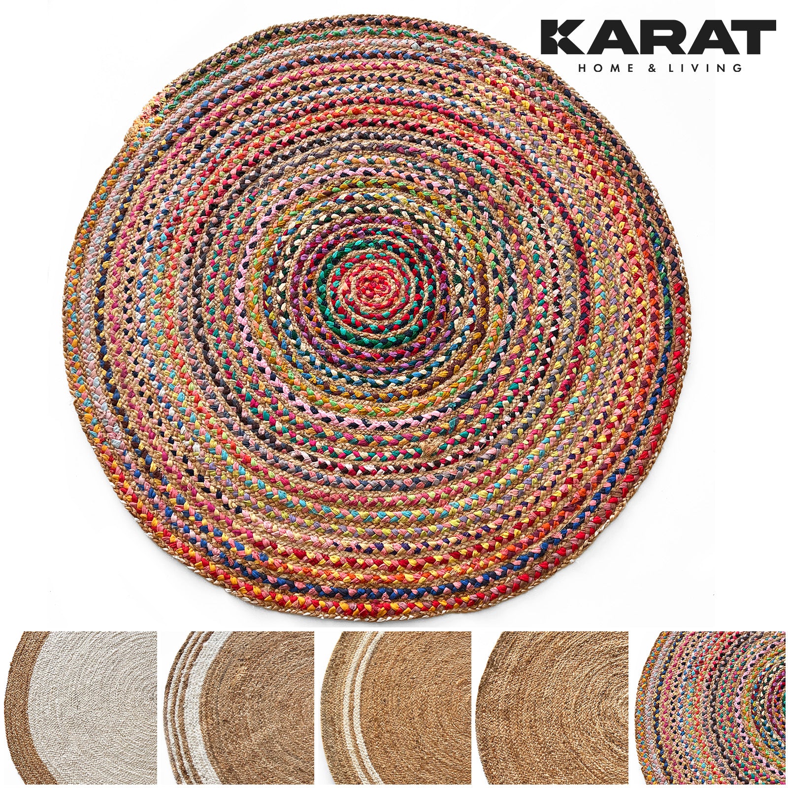 Jute-Teppich Pune | Rund | Handgewebt | Aus Naturfasern