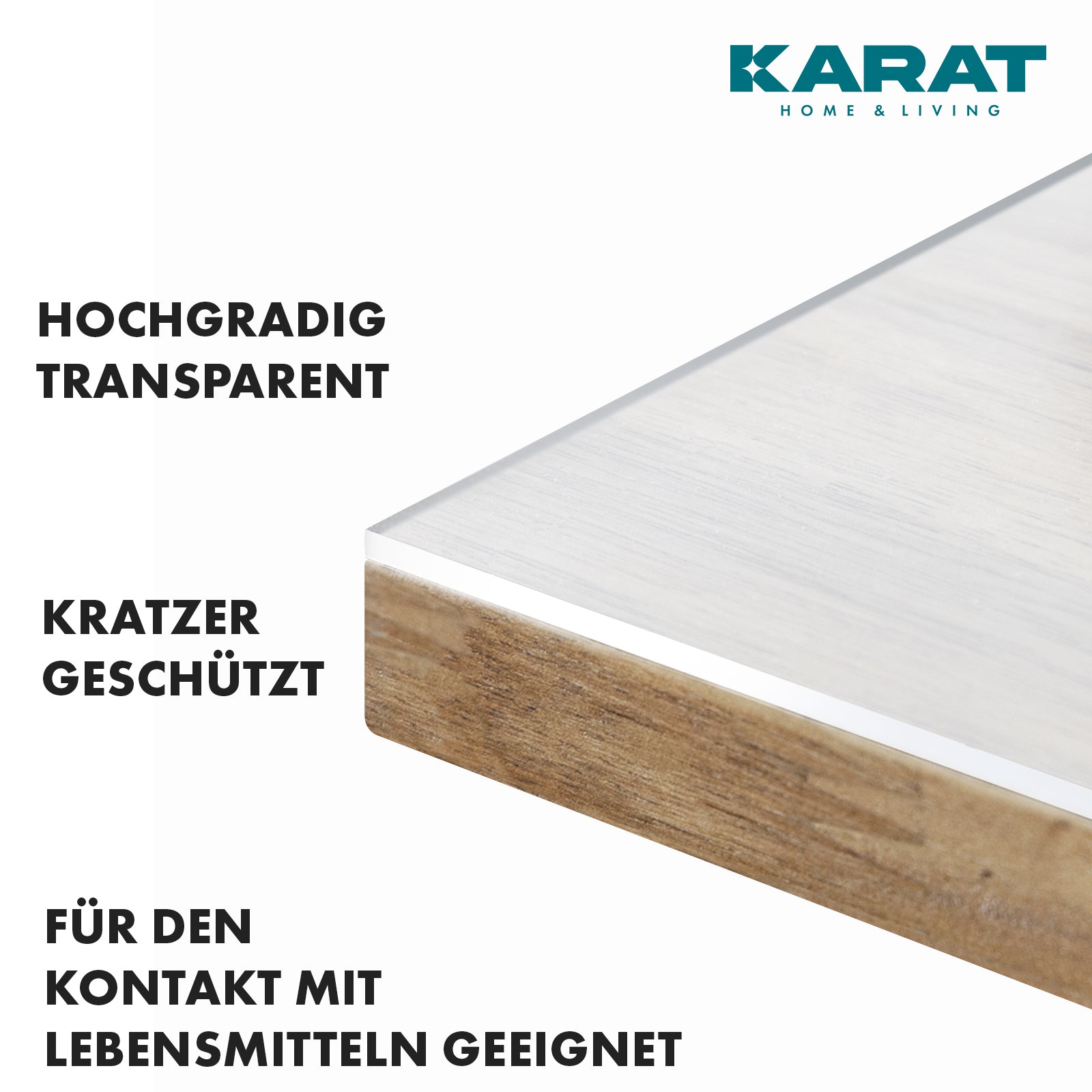 Transparente Tischfolie mit geradem Schnitt | Crystal | Kristallklare Schutzfolie für Tische | Maßgeschneiderter Zuschnitt