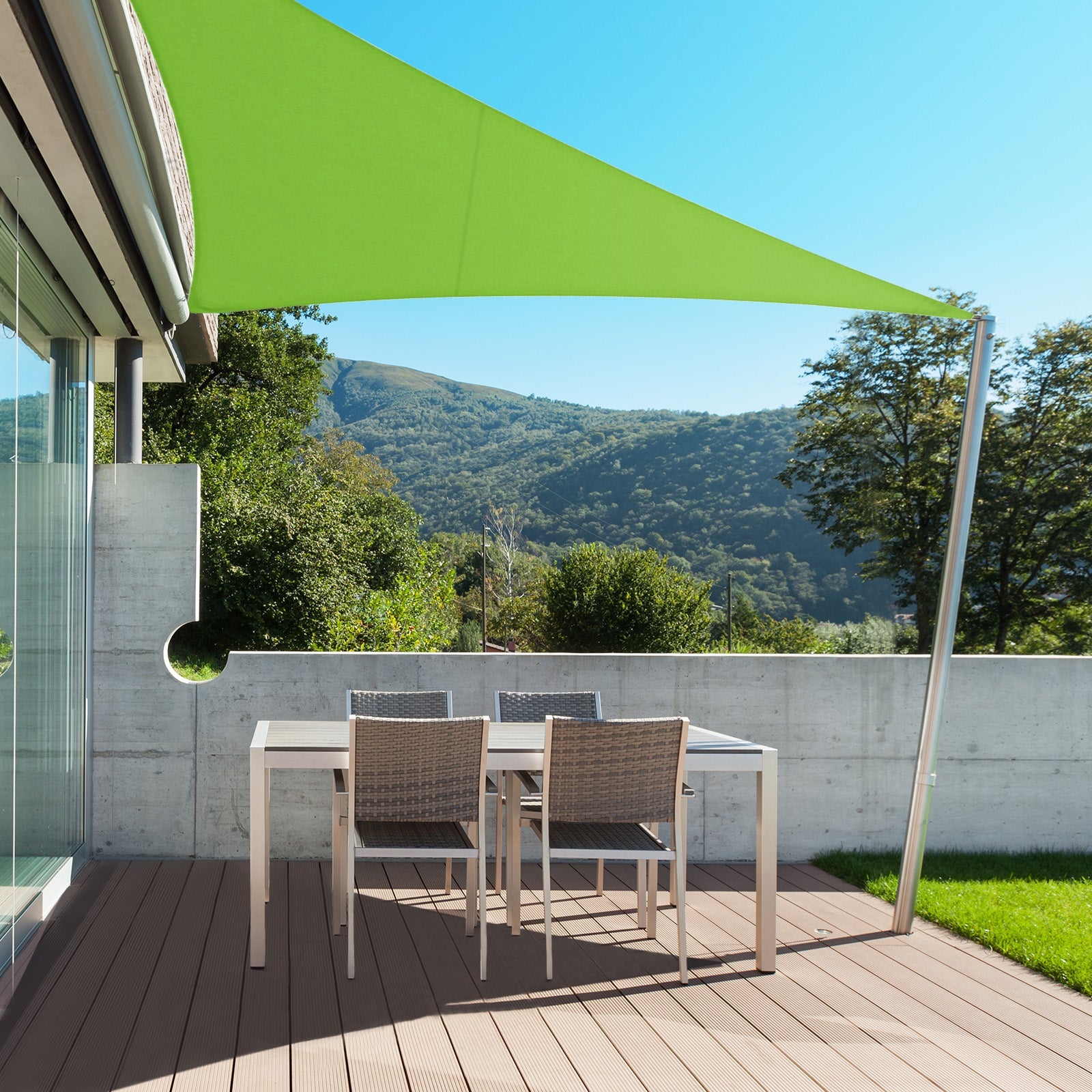  Sonnensegel Sonnenschutz 5 x 9 m PES Polyester mit UV Schutz Sun  Sonnensegel mit Spannseilen für Balkon Terrasse Garten, Dunkelblau