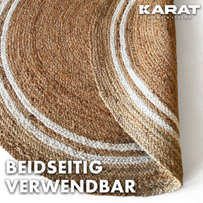 Jute-Teppich Mumbai | Rund | Handgewebt | Aus Naturfasern | Verschiedene Größen
