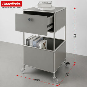 Metallregal | Concept Epure MK-145 | 3-stöckiger Rollcontainer mit Schublade & Ablagen | In mehreren Farben erhältlich