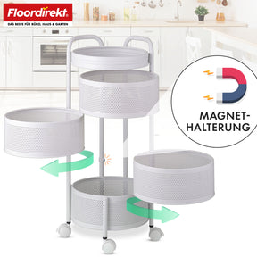 Rollwagen | Henry | Küchenwagen aus Stahl mit Rollen | Servierwagen | 3 oder 5 Etagen | Weiß & Schwarz