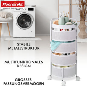 Rollwagen | Henry | Küchenwagen aus Stahl mit Rollen | Servierwagen | 3 oder 5 Etagen | Weiß & Schwarz