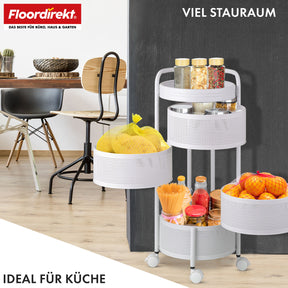 Rollwagen | Henry | Küchenwagen aus Stahl mit Rollen | Servierwagen | 3 oder 5 Etagen | Weiß & Schwarz